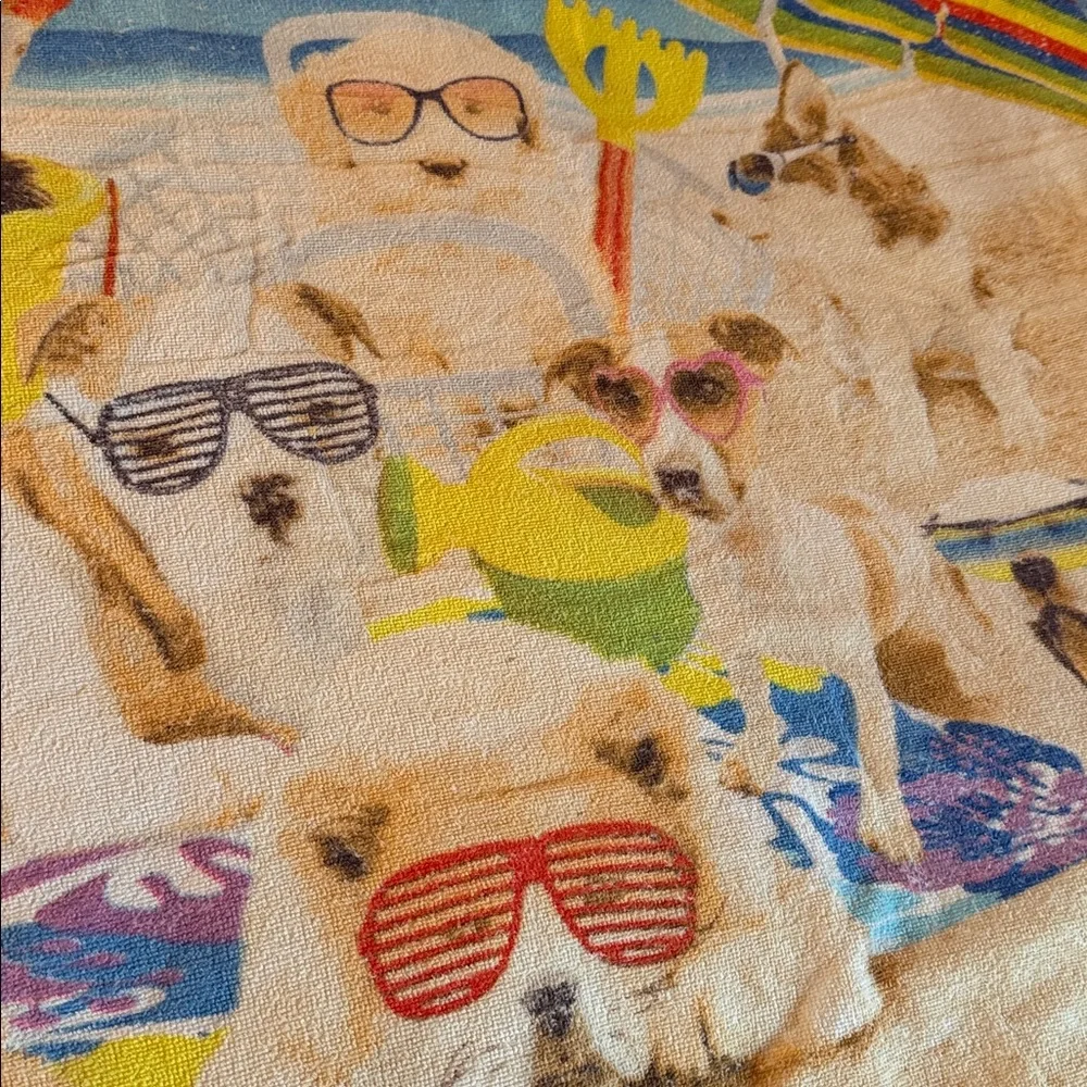 Dog Beach Towel sunglasses kid girl teen toy rainbow swim swimsuit puppy tie-dye
